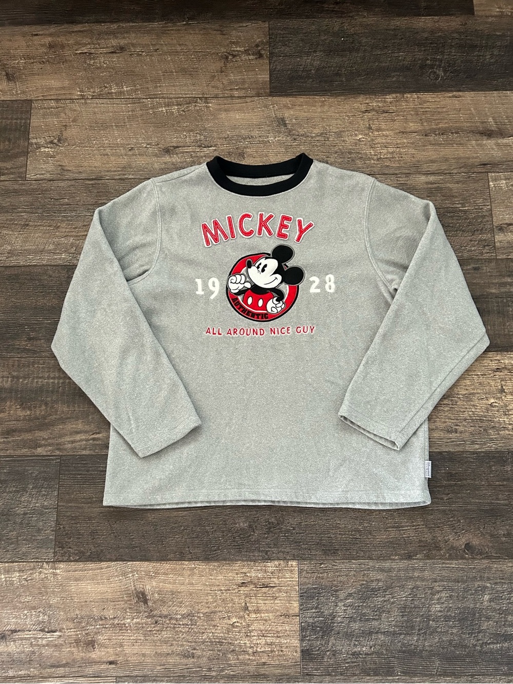 Cozy Vintage Disney Sweatshirt Size Small Grey Fleece Mickey Mouse 1928